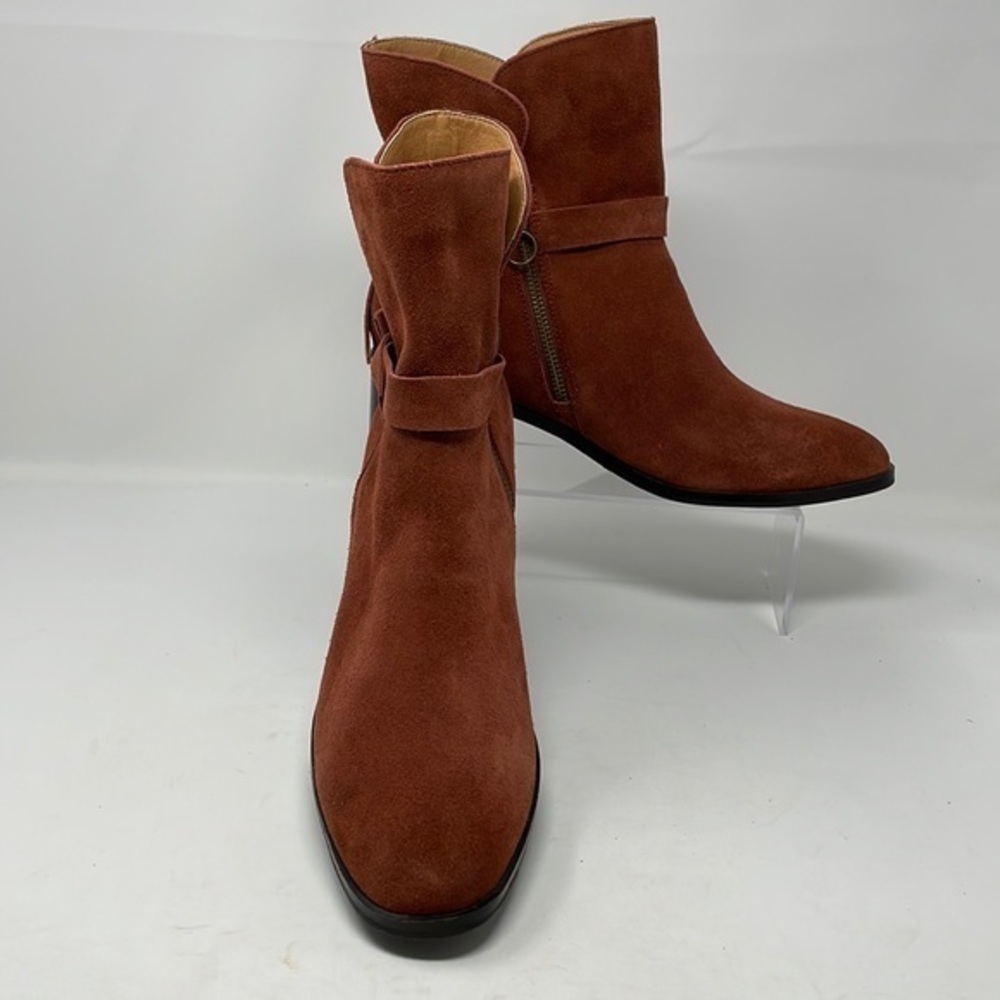 Anthropologie Latigo Sienna Danni Zip-up Suede Reddish Brown Booties SIZE 10M